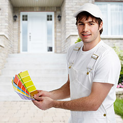 Man looking at color samples