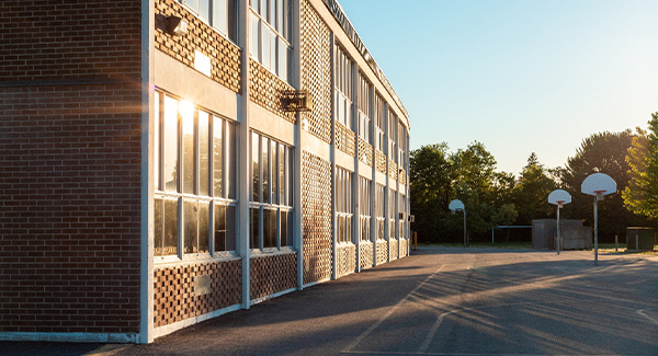 The front exterior of a high school