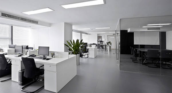 The interior of a modern office buildin