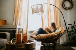 person relaxing in their living room