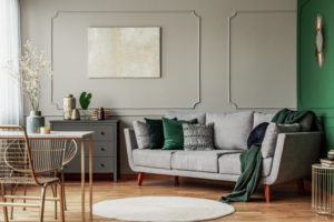 dark green and gray living room