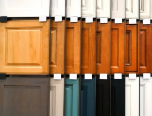 samples of painted and stained kitchen cabinets