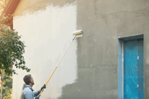 a person painting their home’s exterior